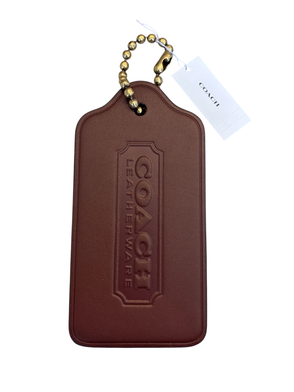Coach XL Extra Large Leather Hangtag in Dark Brown CBR57 NWT